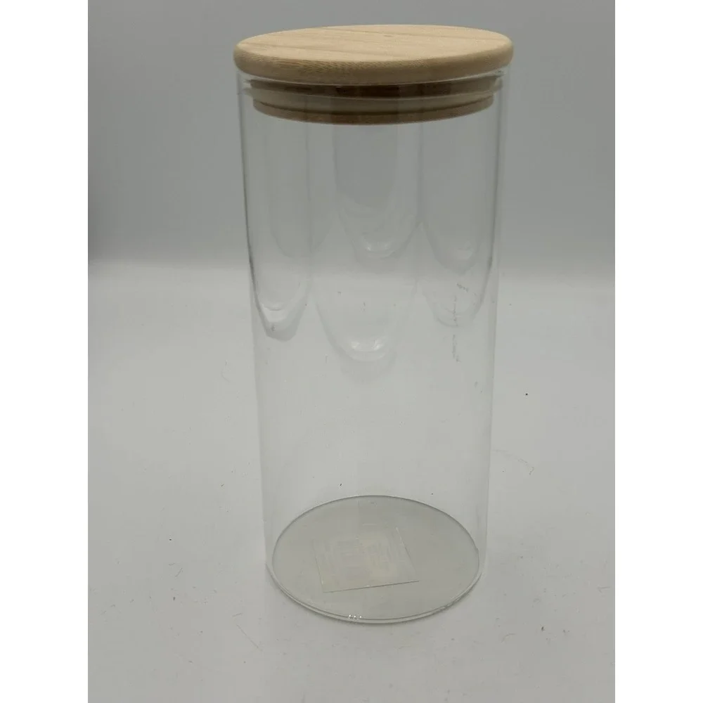 Glass Storage Jar with Bamboo Lids Airtight Kitchen Food Container